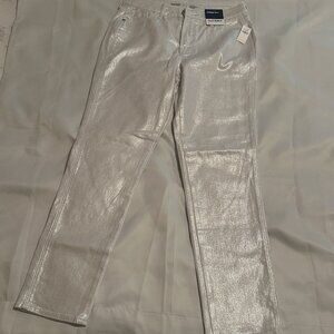 Old Navy Vintage Slim White Shiny Pants NWT Size 6